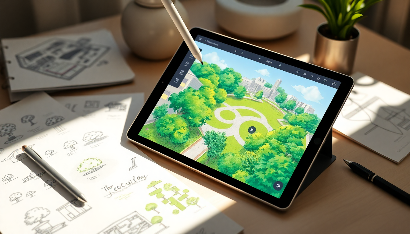 Visualiser des concepts d'espaces verts avec Procreate - Studio Brushes