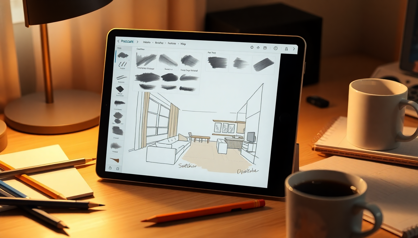 Cómo utilizar pinceles de Procreate para bocetos de interiores