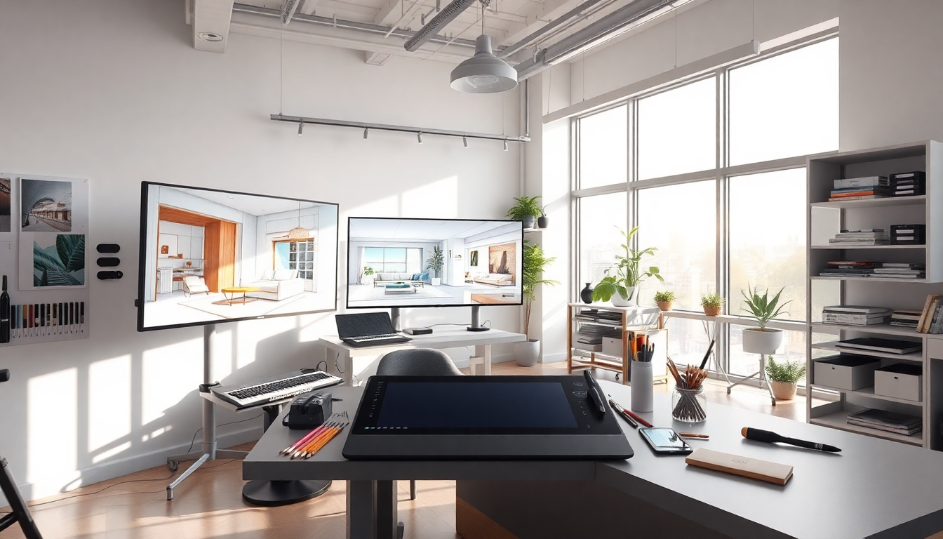 Studio Brushes: Digitale Maltechniken für atemberaubende Innenarchitektur-Illustrationen