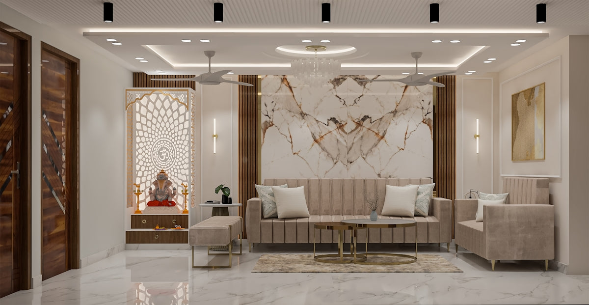 A luxurious, modern living room with exquisite design.