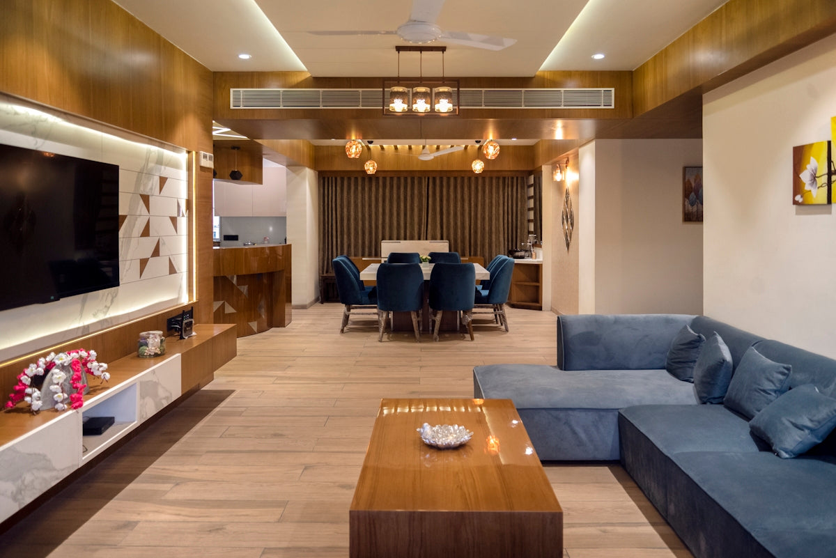 Luxurious living room with a modern, cozy design.