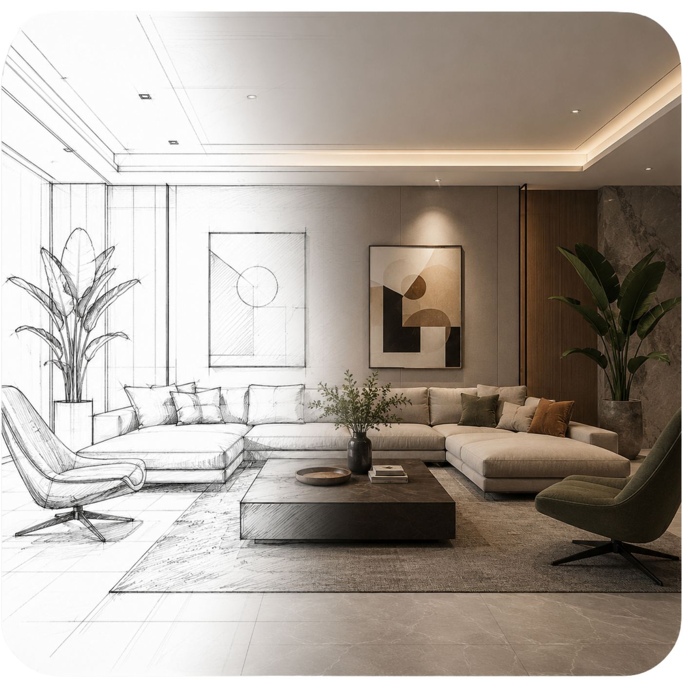 Procreate interior design toolkit for turning concept sketches into polished client-ready presentations